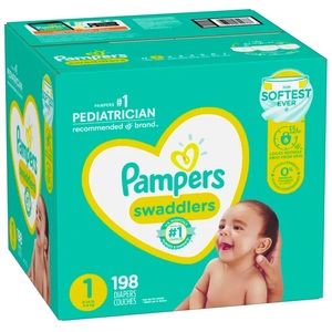 New Pampers Swaddlers Disposable Baby Diapers Size 1 (8-14 lbs), 198 Diapers